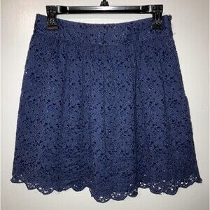 Anthropologie EmmeLee Sz M Navy Lace lined mini skirt boho cottagecore romantic